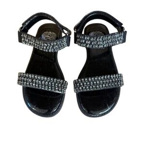 Vince Camuto Girls Black Glitter Rhinestone Jelly Sandals NEW Size 9